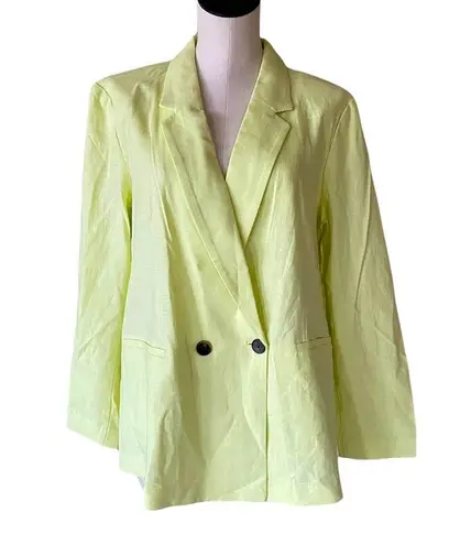 Apt. 9 NWOT  Lime Green Linen Rayon Blend Double Breasted Blazer XL