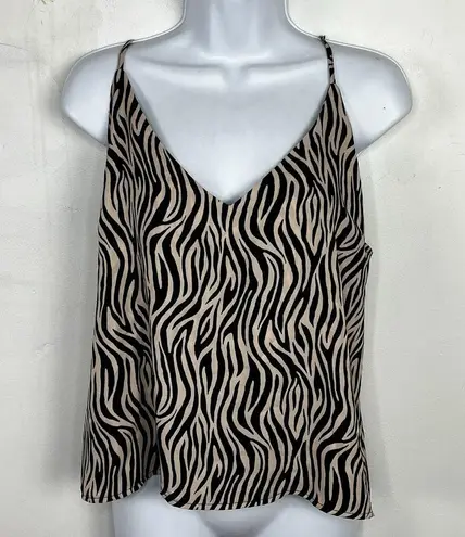 Society + Stitch Chic Zebra Print Camisole Top Chic Work Night Out Flowy Animal Black Size L