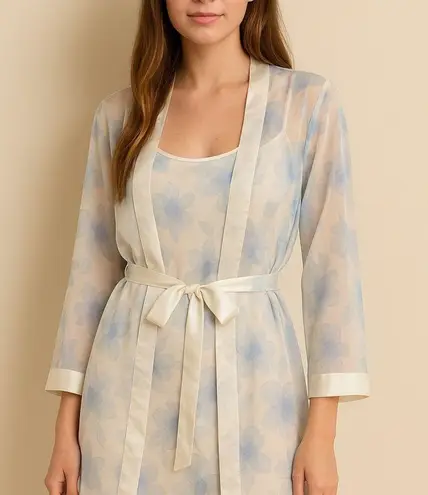 Valerie Stevens Set! Vintage Floral Robe & Slip Lingerie Set – Size M