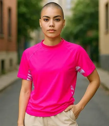 UV SKINZ UPF 50+ Sunwear Swimwear Hot Neon Pink & Gray Top ~ Women's Size LARGE