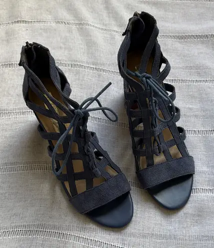 Aubrey Lynn blue suede gladiator