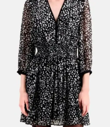 The Kooples - Size Medium US 6 FR 2 - 3/4 Length Sleeve Dress Black & White SO