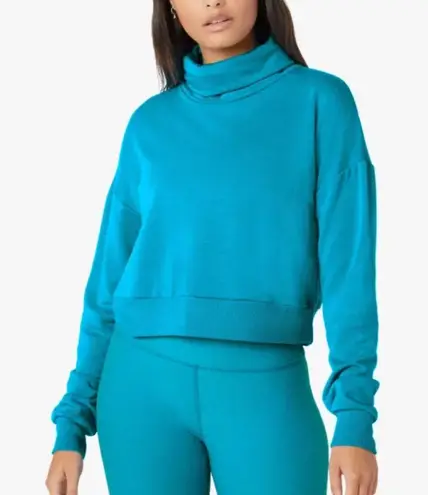 Beyond Yoga All Time Funnel Neck Cropped Pullover Sweatshirt Blue Glow