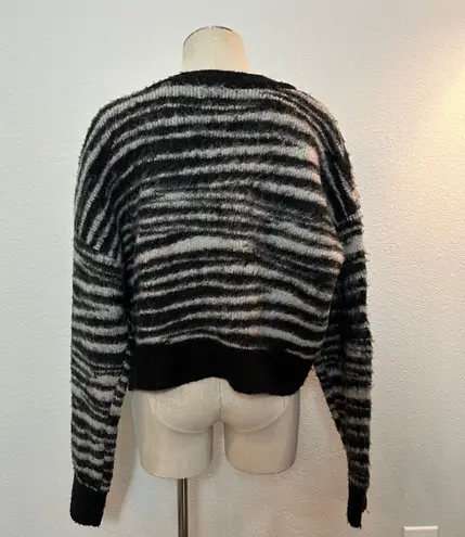 Urban Outfitters UO Wool Blend Cropped Animal Print Cardigan