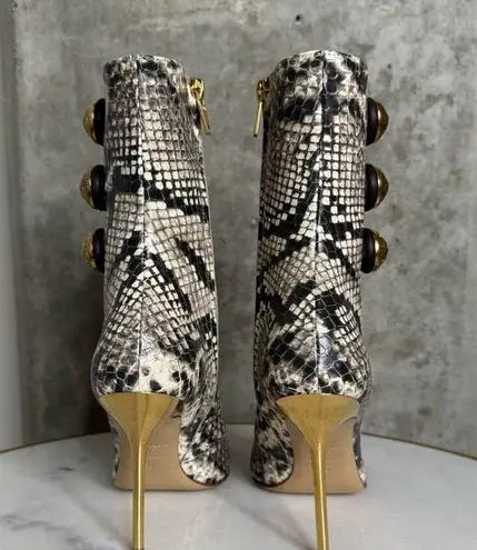 Balmain Alma Snake-Effect Leather Ankle Boots