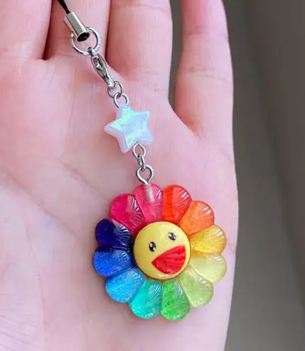 Handmade Kawaii retro y2k Rainbow flower & star phone strap/accessory/keychain/bag charm/display💖