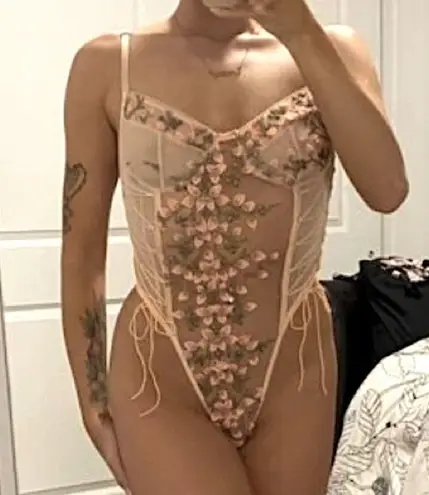 Soft Pink Sheer Garden Lingerie Sz L Size L