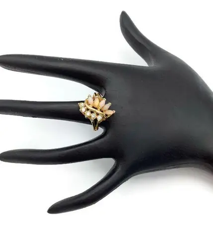 Hallmark Vintage Opal Pinky Ring Size 4.5 Gold Tone Marker Multiple Gemstones