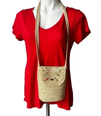 Scala The  Collection Raffia Straw Mini Crossbody/Shoulder Purse