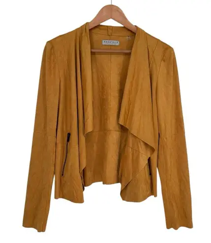 Bagatelle Sienna Brown Drape Front Faux Suede Jacket size Small Long Sleeve Soft