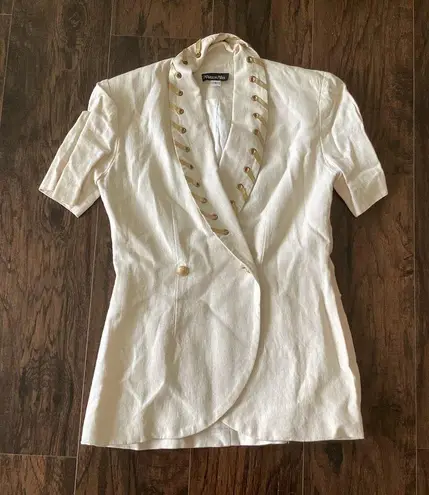 Karen Max Short Sleeve Linen Blazer Gold Size 8