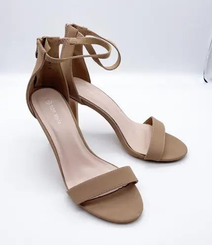Top Moda Woman's Sz 9 Nude Strappy Stiletto Sandal Heels Faux Leather
