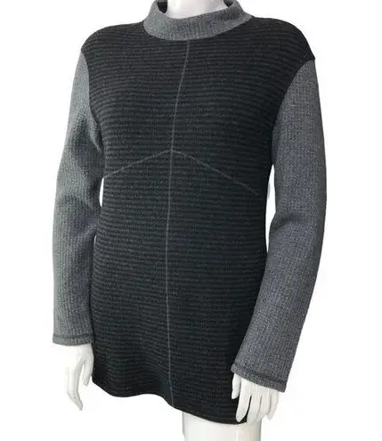 prAna  Womens Size XL Sweater Black Grey Colorblock Striped Knit Turtleneck