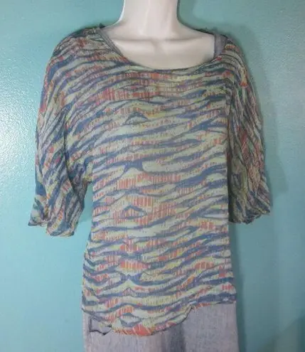 Gypsy 05  Anthropologie Womens Size S Oversized Sheer Silk Blouse Blue Wave