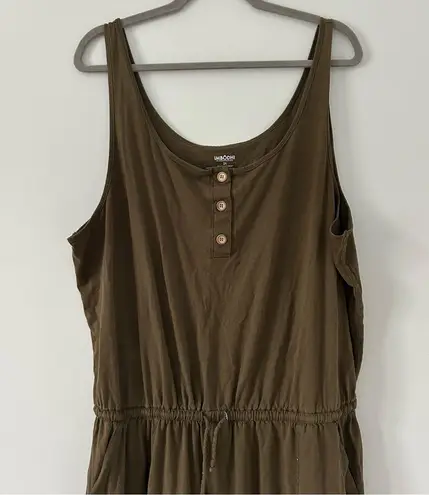 Imbodhi Ella Brown Green Sleeveless Wide Leg Jumpsuit 2X