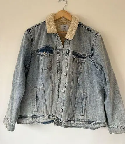 Old Navy  unisex jean jacket fleece lined light wash size XXL