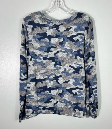 Members Mark Long Sleeve Cozy Top Blue Camouflage Camo Knit Tee NWT Medium M