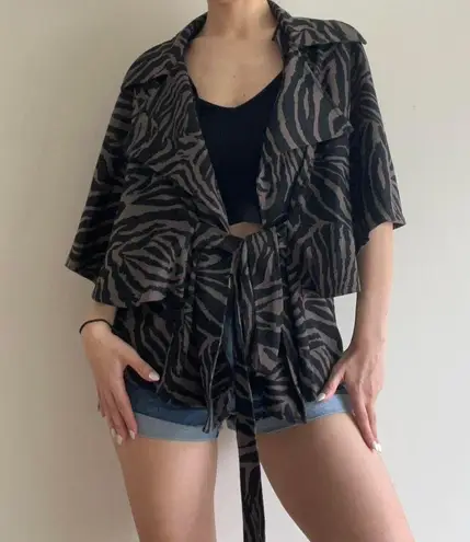 Fever Zebra Cardigan Tie Waist Size Xl