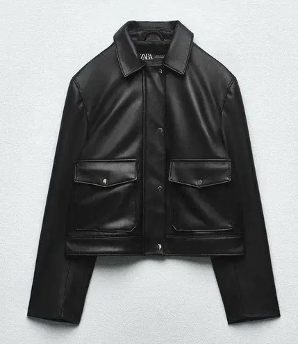 ZARA Faux Leather Cropped Jacket in Small