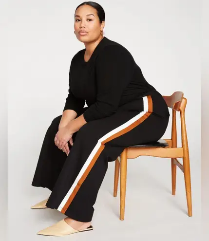 Universal Standard Stephanie Wide Leg Stripe Ponte Pants Black W/Stripe 3XL NWT