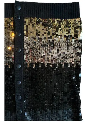 Bloomingdales C by cashmere mix sequenced cardigan black gold silver size small