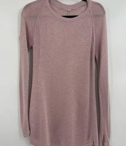 Lululemon  Be Fearless Knit Long Sleeve Sweater Thumb Holes Pink Womens Size 2