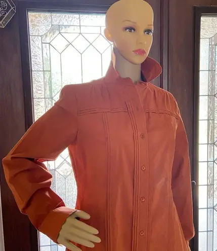 Doncaster Rust /copper color button down pleated long sleeve shirt size 10 NWT