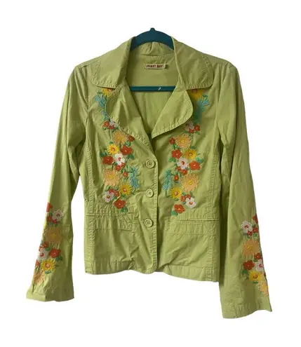 Johnny Was floral embroidered jacket green sz Small