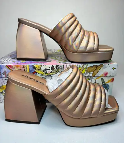 Jeffrey Campbell E-Girl Heels Rose Gold Iridescent casual classic stylish summer