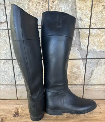 Aigle WOMEN'S Black Rubber Coupe Saumur Tall Equestrian Riding Boot Sz 40, XL