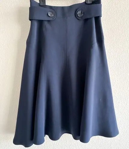 Karen Millen Navy Blue A-Line Flared Skirt US 6 | Button Waist Detail | Elegant