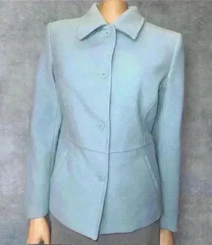 Chadwick's Women's Light Blue Wool Jacket - Classic Button-Up Design size 6
