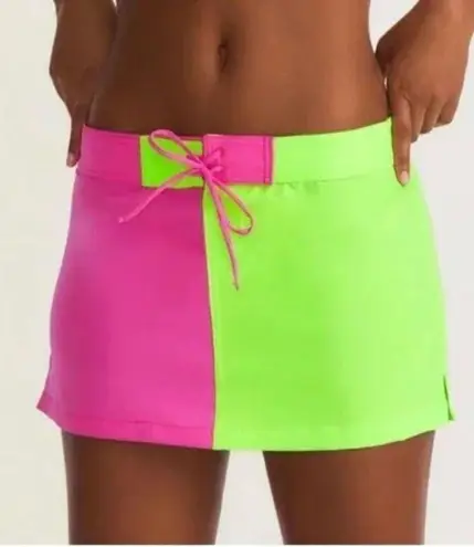 Love Shack Fancy NWT  X Hurley Solid Blocked Boardie Skirt neon pink green swimsuit