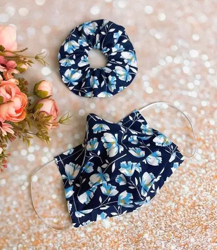 100% premium cotton floral face mask and scrunchy Reusable/washable floral/flower print mask - Image 1