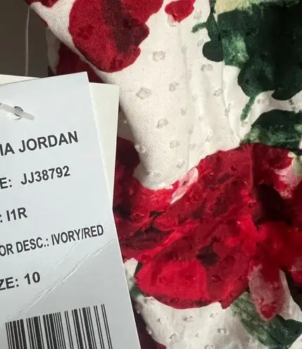 Julia Jordan Puff Sleeve Dress Floral Ivory Red, New with Tags