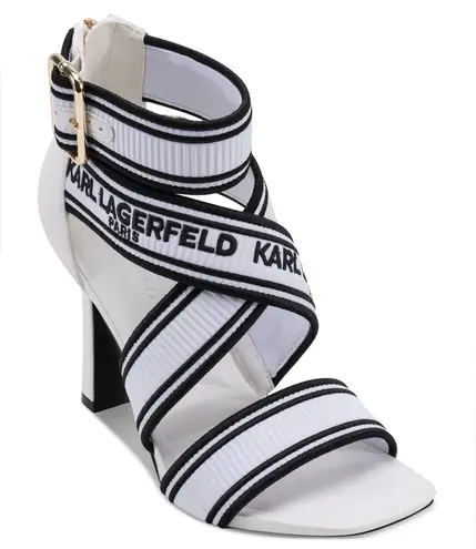 Karl Lagerfeld PARIS Women's Careliz Strappy Sandals- Size 7.5- Bright White