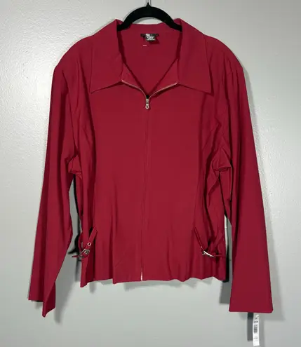 Courtenay NWT Burgundy Zip Front Stretch Blazer Jacket