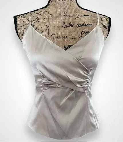ST JOHN EVENING Champagne/Light Gray Silk Corset Camisole Size 4 | EUC