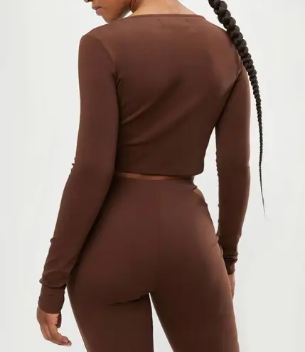 Oak + Fort Brown Open Front Crop Top