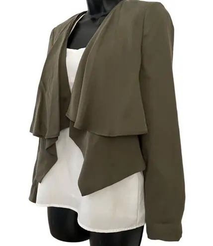 BCBG MAXAZRIA Ania Dusty Olive Moto Blazer Jacket Sz M