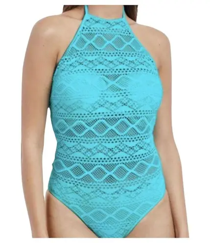 Freya Turquoise Blue Sundance Crochet Halter One Piece Monokini Size 32DD NEW Size M