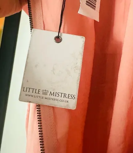 Little Mistress NWT Women's Pink Satin Ruffle Long Sleeve Zip Back Top Size US 8