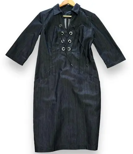 Lafayette 148 Black Denim Half Sleeve Dress - Size 6