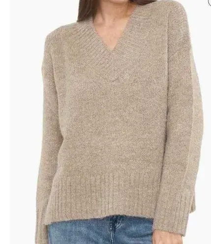 Pistola NWT Vania Oversized V-Neck Sweater XL Taupe Knit Relaxed Wool Pullover