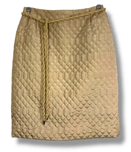 Strenesse Gabriele Strehle Quilted Rope Belt Skirt Tan Size 6