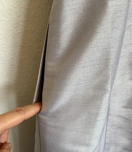 Alfred Sung NWT Dupioni Shoulder Bow Knee Length Dress in Dove Gray Silver