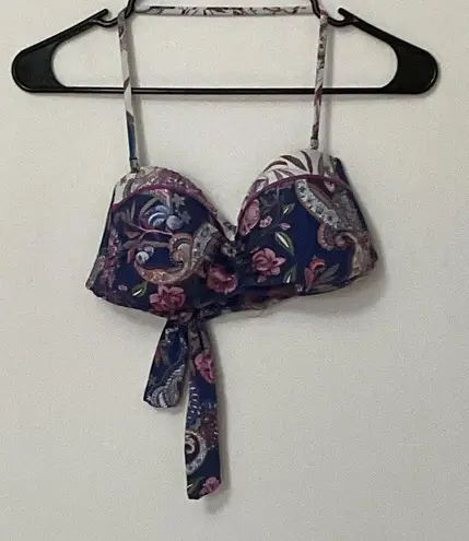 La Blanca Womens Beachwear Nylon Bikini Swim top Paisley Floral Size 8 Blue Pink