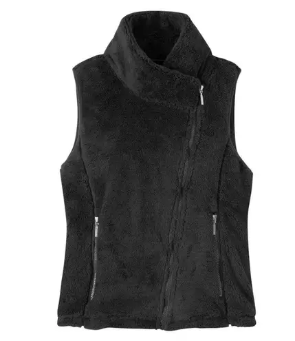 Mountain Khakis Wanderlust Fleece Vest M Zip Black Fuzzy Assymetric Moto Size M