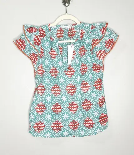 Marea Womens Blouse Grace Flutter Top With Trim V