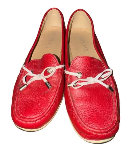 Geox Red Flats with Textured Leather and White Sole